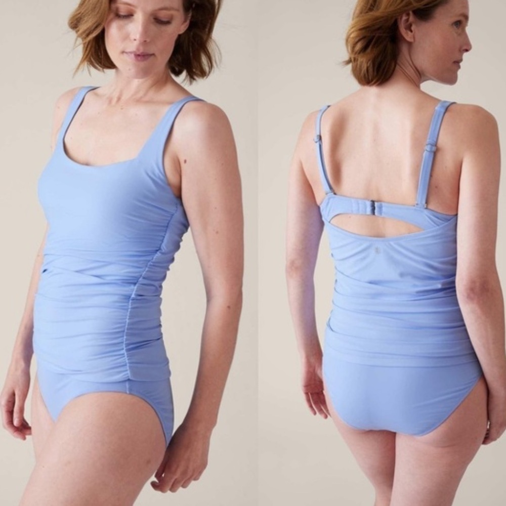 Athleta Tankini Square Neck Bra Cup‎ Tankini Blue 36 D/ 36 DD